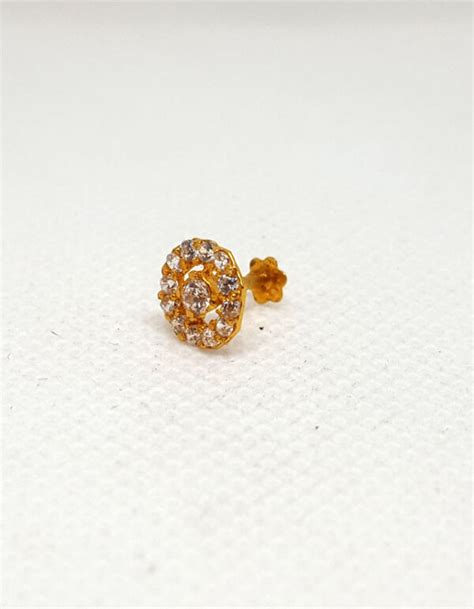 Puregold Big Round Shape Nose Pin Design Np0100 Pure Gold Jeweller