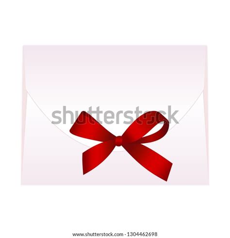 Envelope Shiny Red Satin Bow Has Stock Vector Royalty Free 1304462698