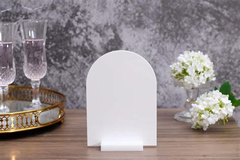 Uniqooo 3 White Acrylic Stand Table Sign Holder 18 Wide Slot 300