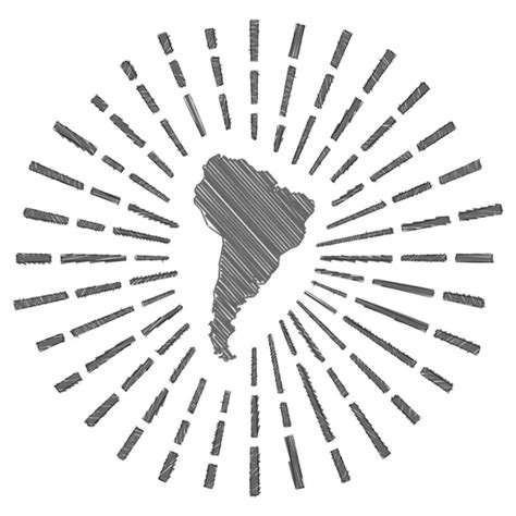 Sketch Map Of South America Grayscale Hand Drawn Map Of The Continent