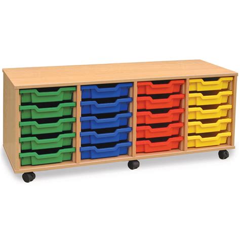 Tray Storage Unit With 20 Shallow Plastic Trays From Our School Storage