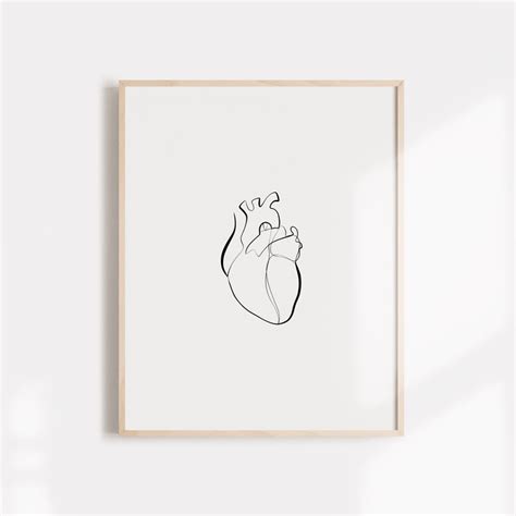 Heart Line Art, Minimalist Anatomy Art, Prints Wall Art, Osteopathic ...