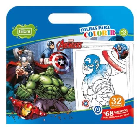 Folhas Para Colorir Maleta Adesivos Avengers Tilibra MercadoLivre