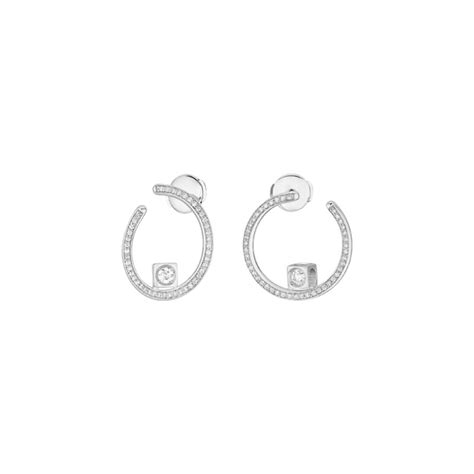 Achat Boucles D Oreilles Cr Oles Dinh Van Le Cube Diamant En Or Blanc