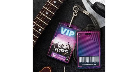 Fun Purple Pink Neon Vip All Access Pass Concert Badge Zazzle