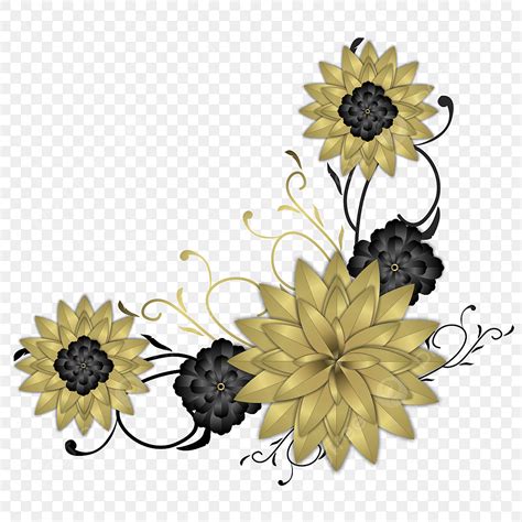 Decoracion De Flores Oro Negro Png Overlays Oro Negro Flor Png Y