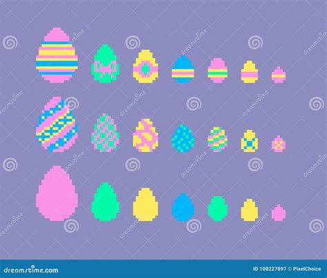 Pixel Art Set of Easter Eggs Stock Vector - Illustration of pixelated ...