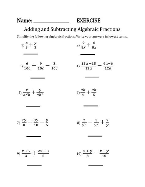 472919 | Add and Subtract Algebraic Fractions | Jenice