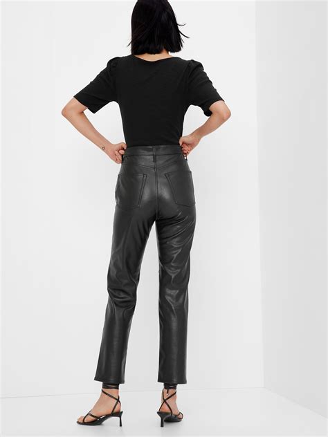 Sky High Rise Vegan Leather Cheeky Straight Pants Gap