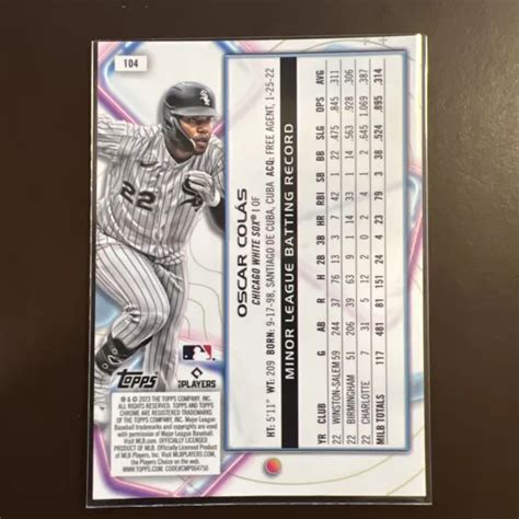 Oscar Colas Topps Chrome Cosmique Recrue Chicago White Sox Rc