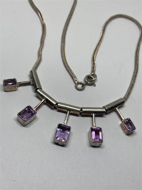 Beautiful Sterling Silver Emerald Cut Amethyst Slider Gem