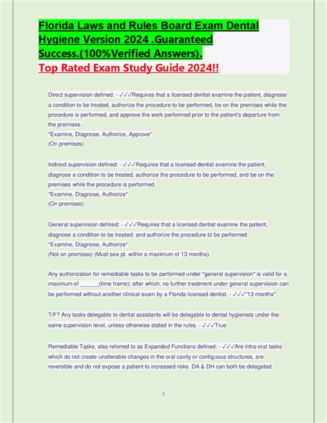 Florida Dental Hygiene Law Exam Study Guide 6