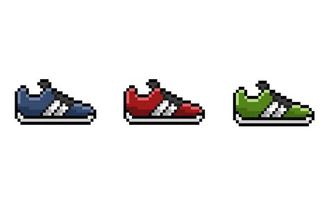 Running Shoes Collection Set With Different Color In Pixel Art Style