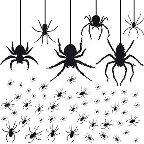 Chinco 4 Sheet 45 Pieces Halloween Spider Stickers Large Scary Spider Wall Decal