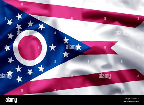 Ohio Stylish Waving And Closeup Flag Illustration Perfect For