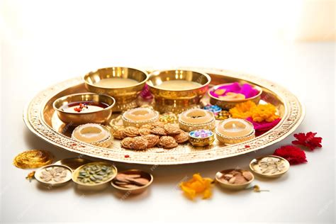 Premium AI Image | traditional Diwali puja thali