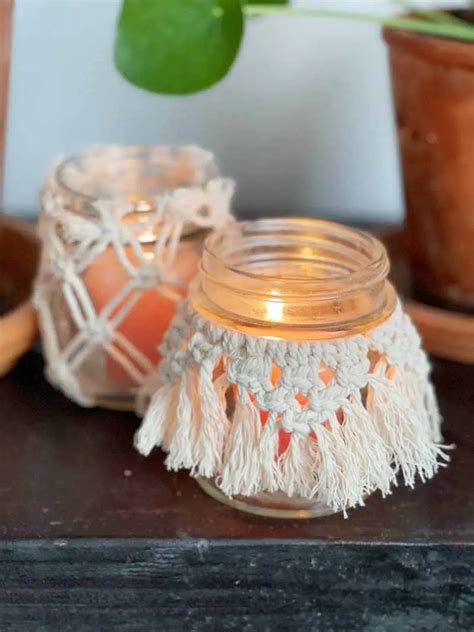 DIY Macrame Glass Jar Covers Made With Square Knots Macra Made