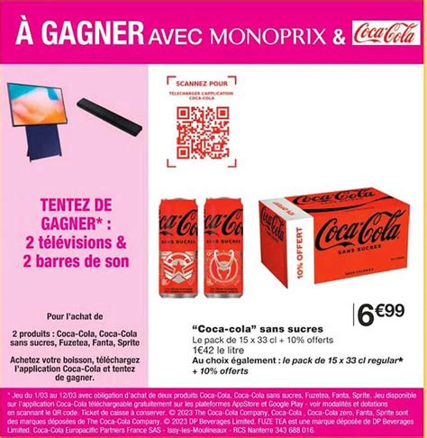 Offre Coca Cola Sans Sucres Chez Monoprix