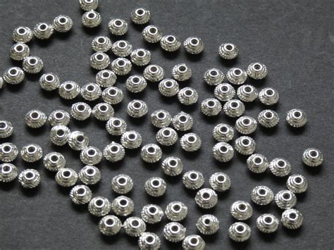 100 Pack Of 5mm Round Tibetan Style Bicone Bead Circular Metal Bead