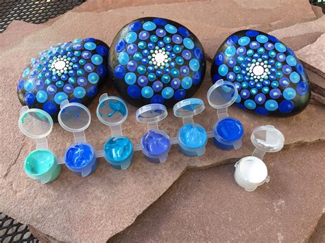 DIY Mandala Rock Painting Kit all inclusive Blues | Etsy