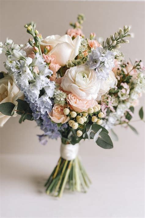 Pastel Blue and Pink Bouquet | Flower bouquet wedding, Wedding flowers ...