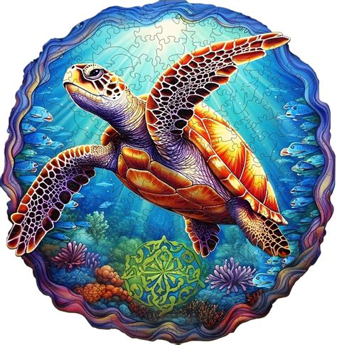 Amazon WOODBESTS Wooden Puzzle For Adults Sea Turtles Puzzle M