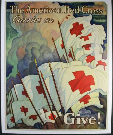 The American Red Cross Carries On Give Original Red Cross Poster Original Vintage Movie Posters