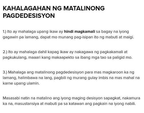 Matalinong Pagdedesisyon Brainly Ph