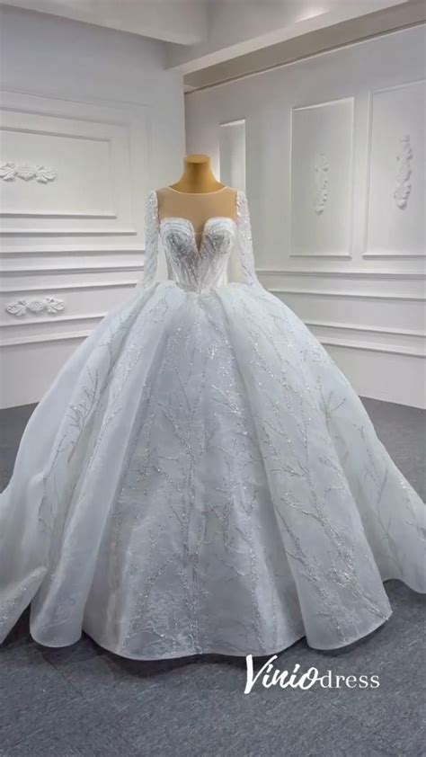 Beaded Long Sleeve Wedding Gown Luxury Dubai Wedding Dress 67273 Video