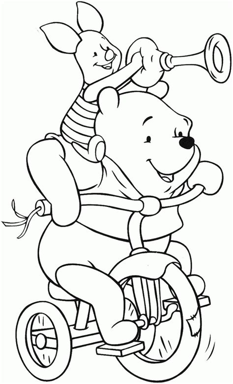 Riding a Bike Winnie the Pooh Coloring Pages | Disney coloring sheets ...