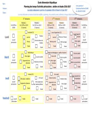 Fillable Online Vienne Cole L Mentaire R Publique Planning Des Temps D