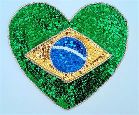 Aplique de Strass Termocolante Coração Brasil p Roupas Elo7