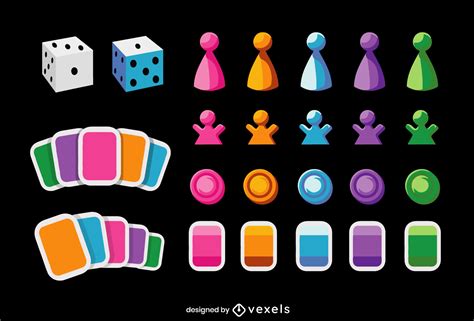 Board Game Pieces And Cards Hobby Set Vector Download