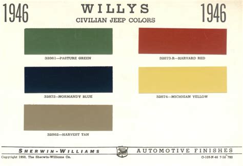 Willys jeep paint colors