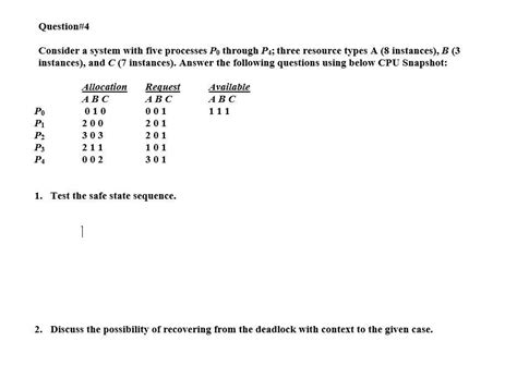 Solved Question 4 Consider A System With Five Processes Po Chegg