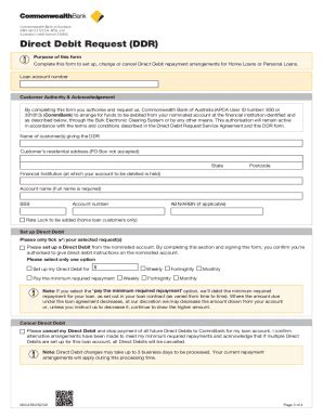 Fillable Online Direct Debit Request Service Agreement Direct Debit