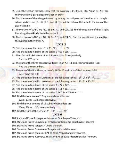 Omtex Classes Sslc Th Standard Maths Important Marks Questions For