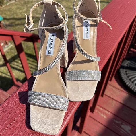 STEVE MADDEN BLING NUDE STRAPPY HEELS Size Depop