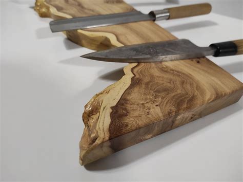 Live Edge Wood Magnetic Knife Holder Handmade Wooden Cutlery Etsy