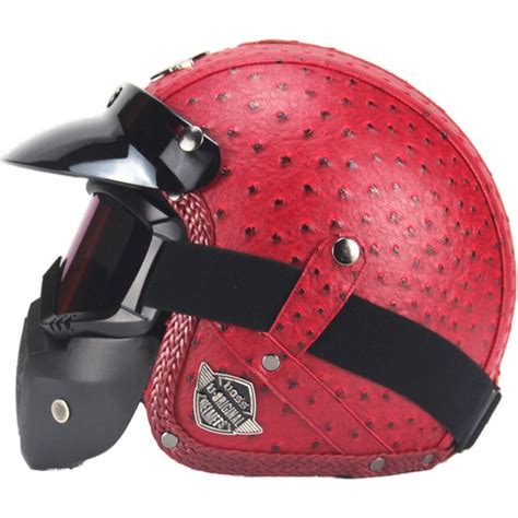 Xundian Retro Harley Kask Deri Ki Ilik Kask Elektrikli Yar M Kask Kask