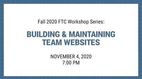 Building And Maintaining Team Websites Ftc Workshops Youtube