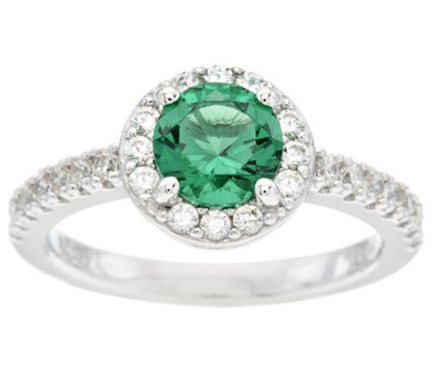 Diamonique & Simulated Gemstone Halo Ring, Platinum Clad - J290988 ...