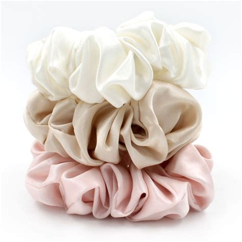 Charmeuse Silk Scrunchie Pack Pearl Ivory Pale Pink Desert Sand