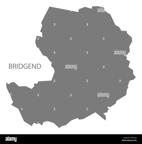 Bridgend Wales Map grey Stock Photo - Alamy