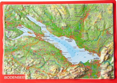 3D Relief Postcard Lake Constance Georelief GbR Made In Germany