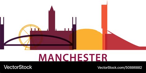 Manchester City Skyline Silhouette Logo Royalty Free Vector