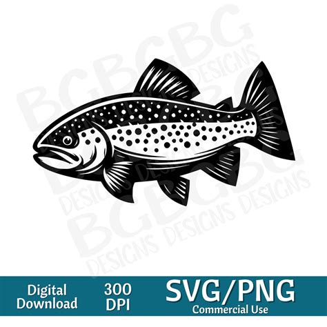 Trout Svg Brown Trout Rainbow Trout Svg Black Bass Svg Svg Png