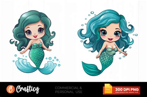 Watercolor Adorable Baby Mermaid Clipart Graphic by Crafticy · Creative ...