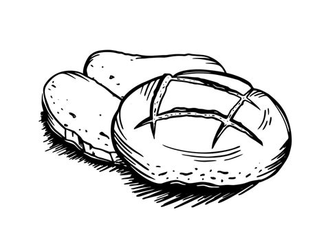 A Loaf Of Rye Bread Is A Hand Drawn Bakery Element Vector Sketch Of