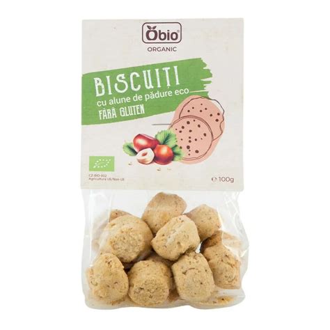 Biscuiti Cu Alune De Padure Fara Gluten Bio 100g Obio Pret 16 50 Lei